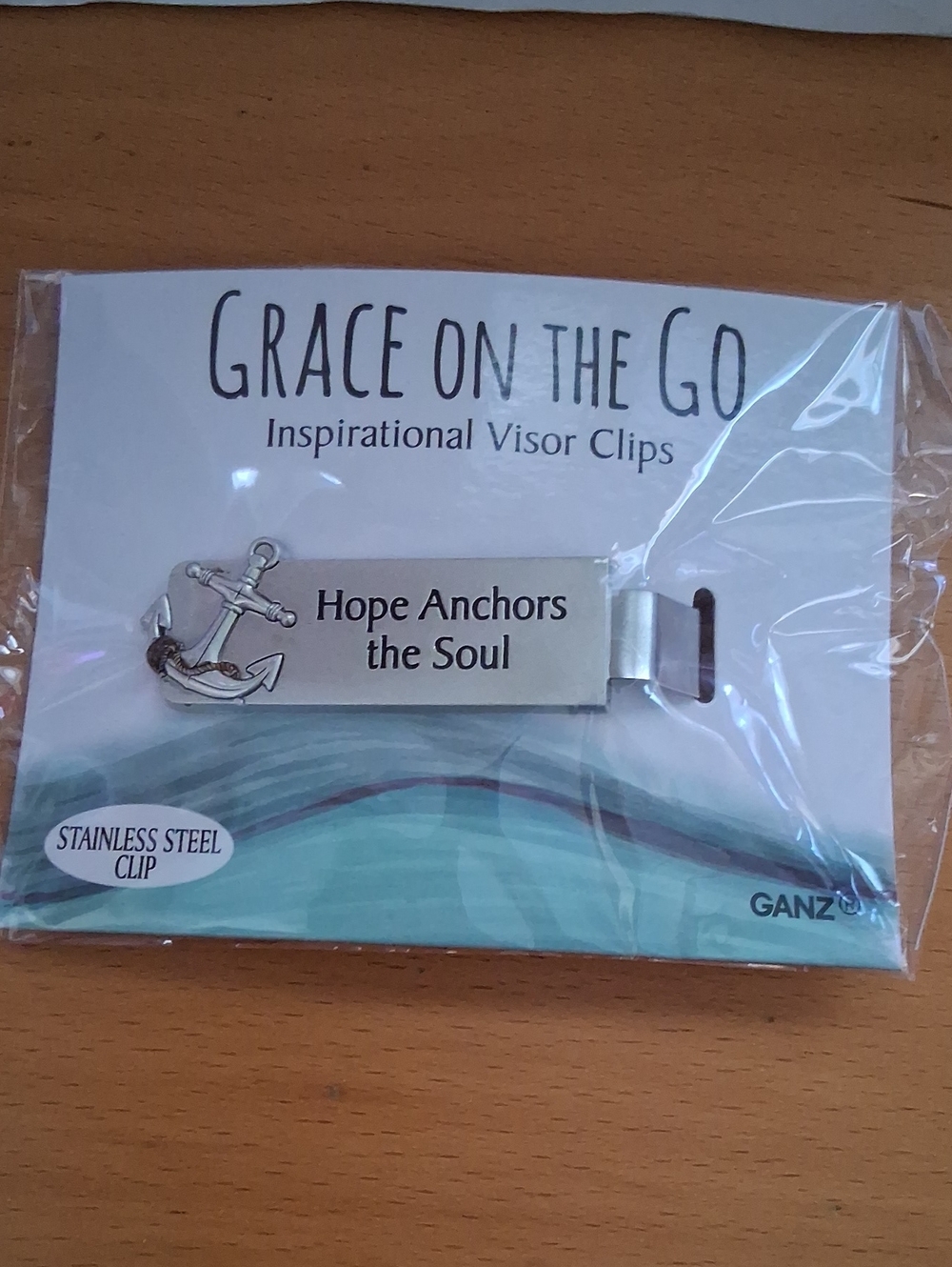 Auto Visor Clip Inspirational Hope Anchors the Soul Stainless Steel